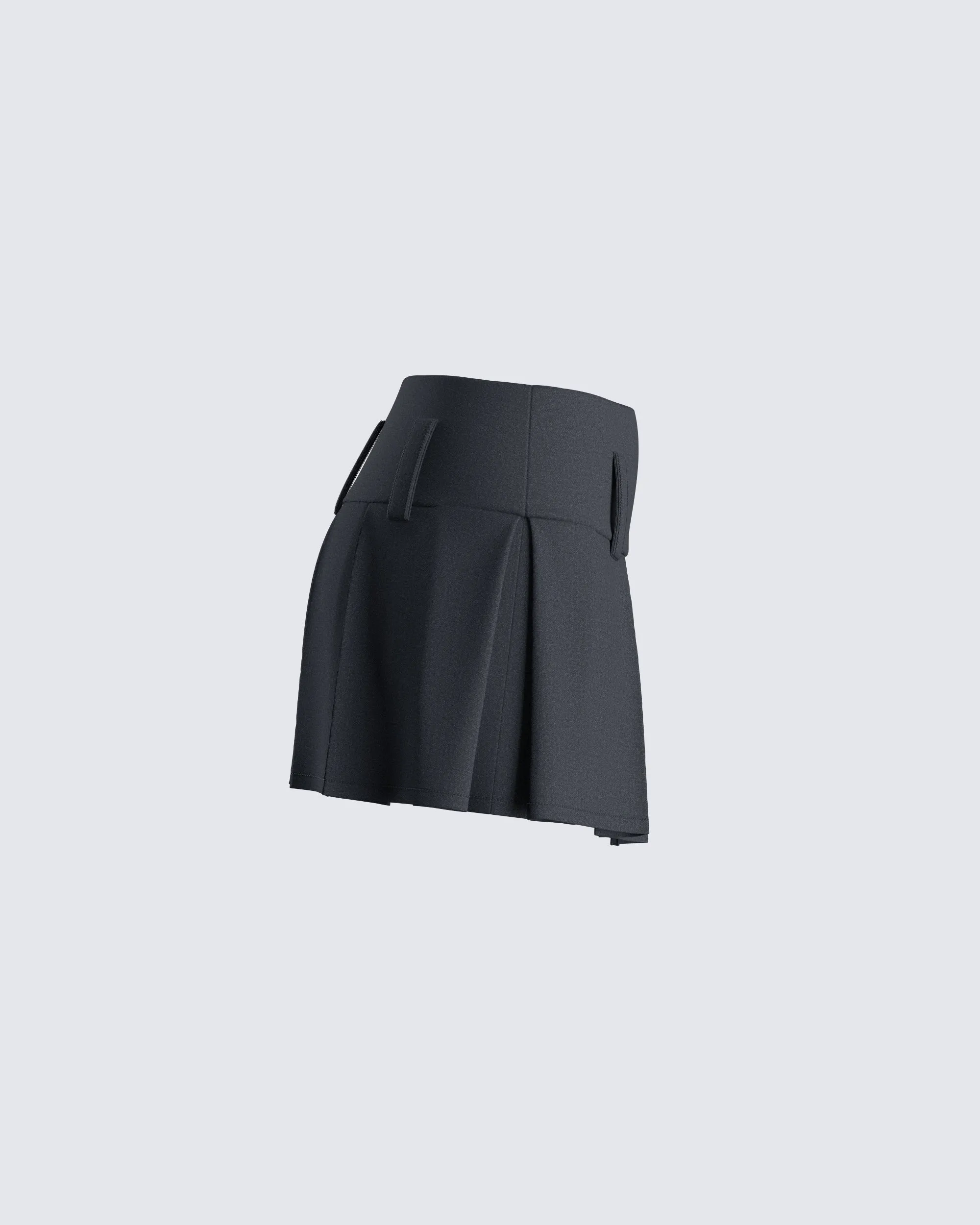 Deb Black Suiting Pleat Mini Skirt