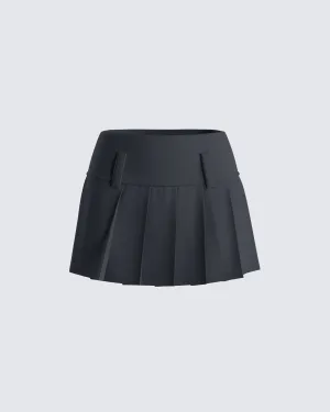 Deb Black Suiting Pleat Mini Skirt