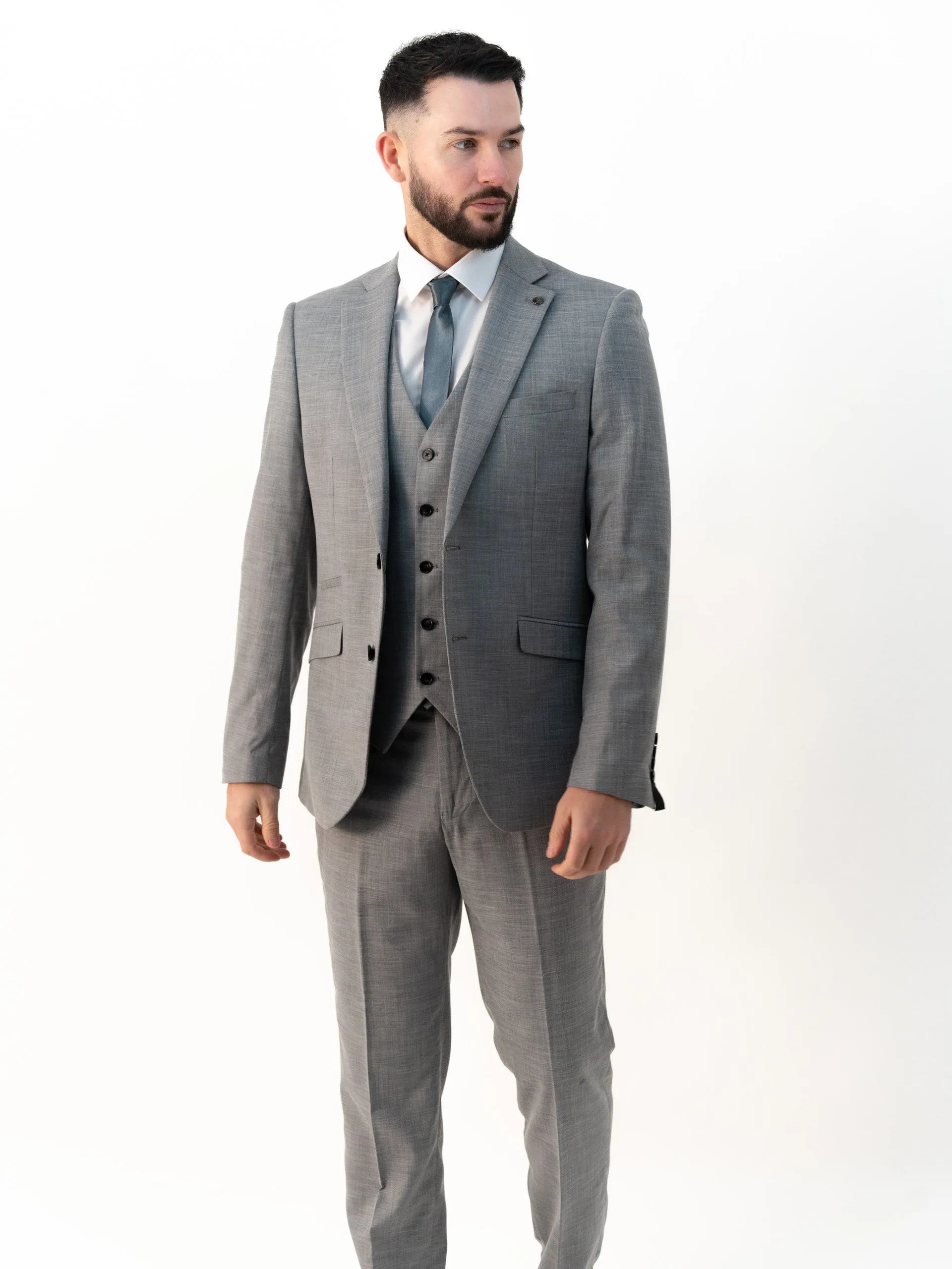 Edward Silver Three-Piece Suit
