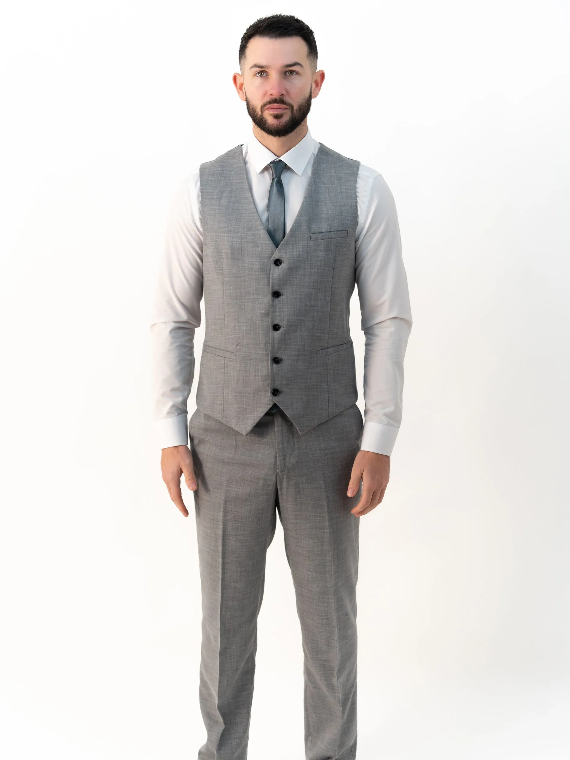 Edward Silver Three-Piece Suit