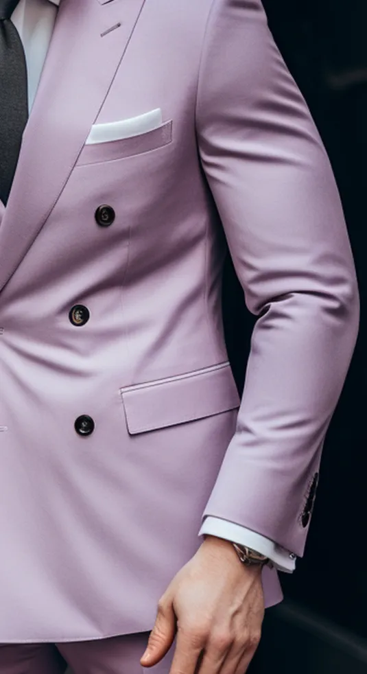 Elegant Light Purple Double Breasted Suit for Men