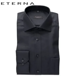 Eterna Dark Black Twill Shirt Black