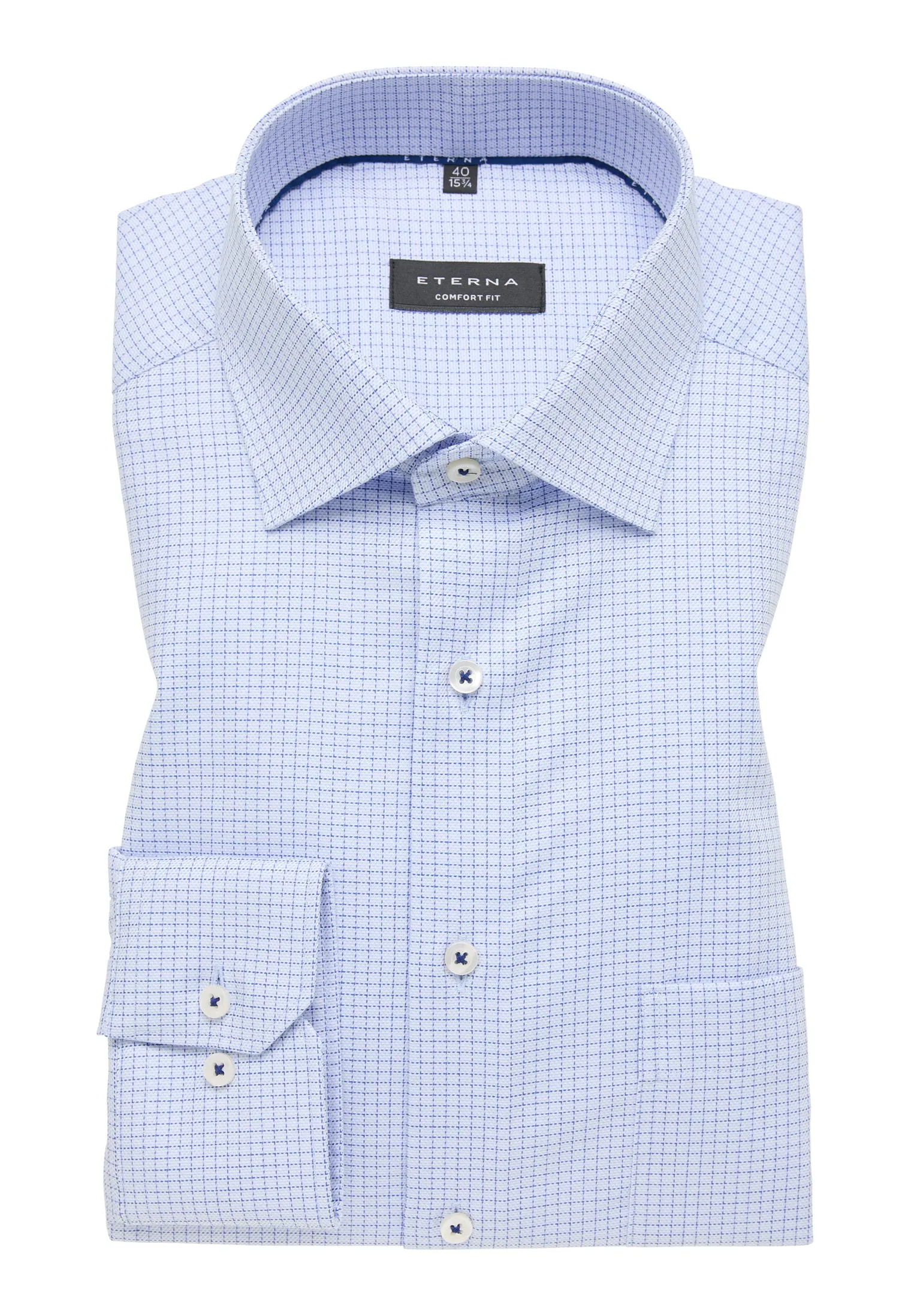 Eterna Jack Blue Check Shirt Blue