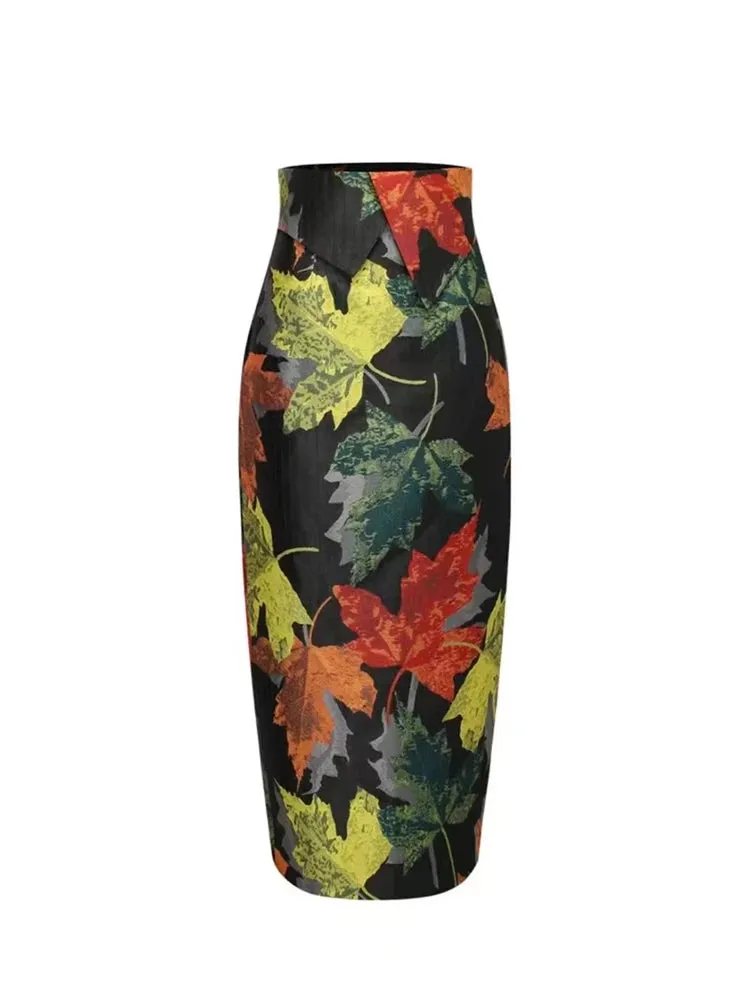Floral Print High Waist Slim Fit Skirt