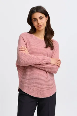Fransa Batwing Ribbed Jumper Rose Pink