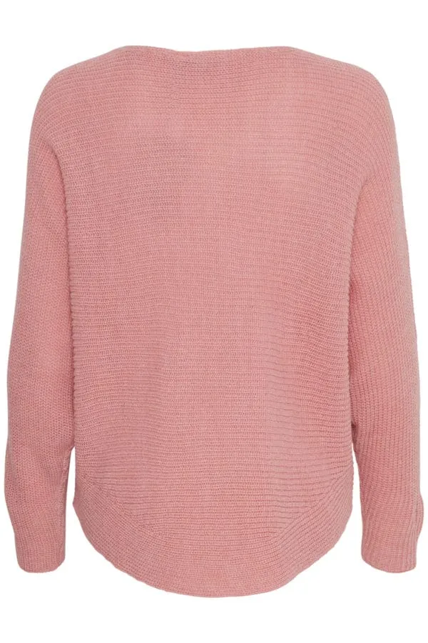 Fransa Batwing Ribbed Jumper Rose Pink