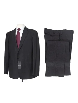 Giorgio Armani Mens Charcoal Gingham Wool Blend 2 Piece Suit