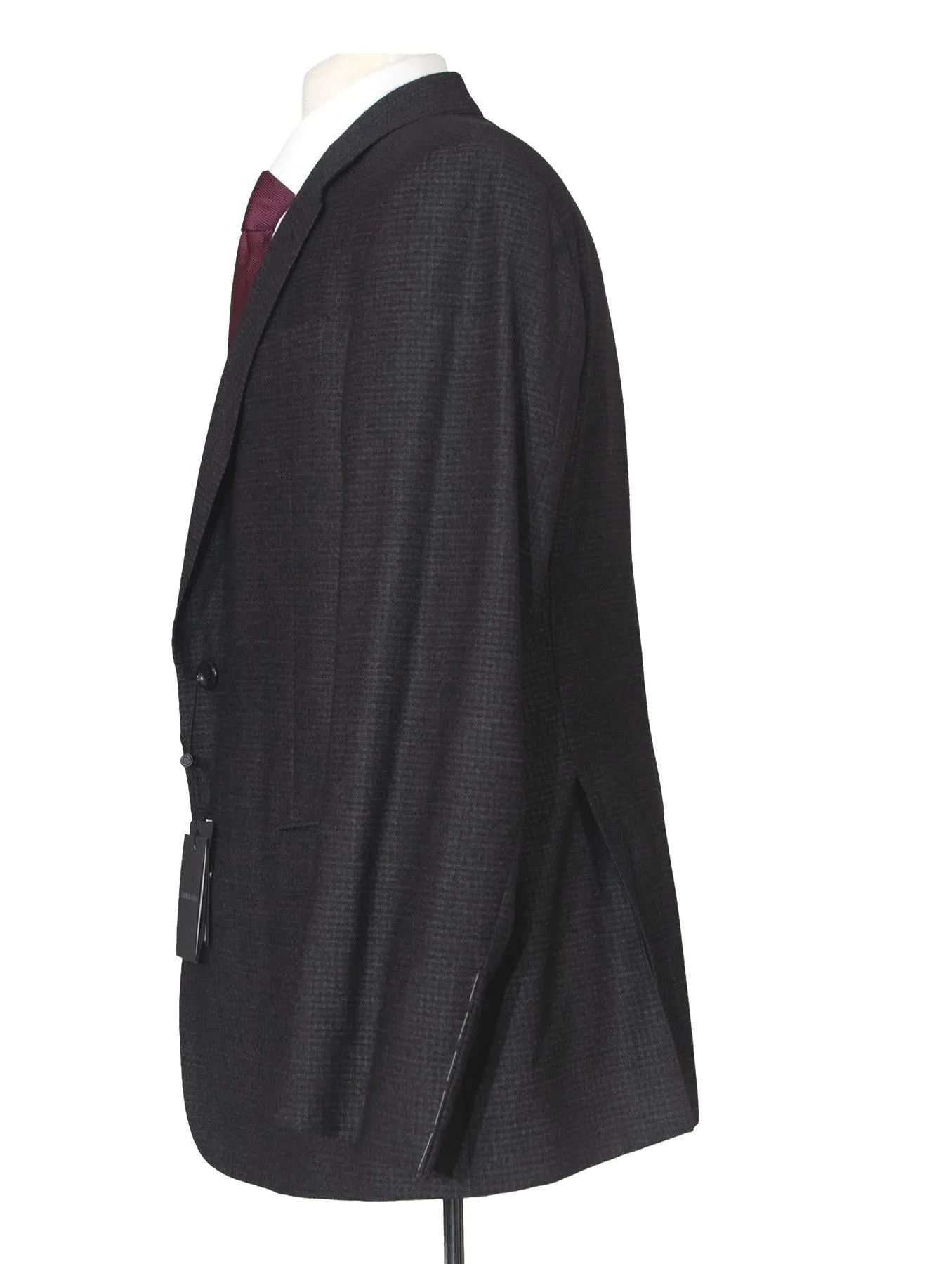 Giorgio Armani Mens Charcoal Gingham Wool Blend 2 Piece Suit