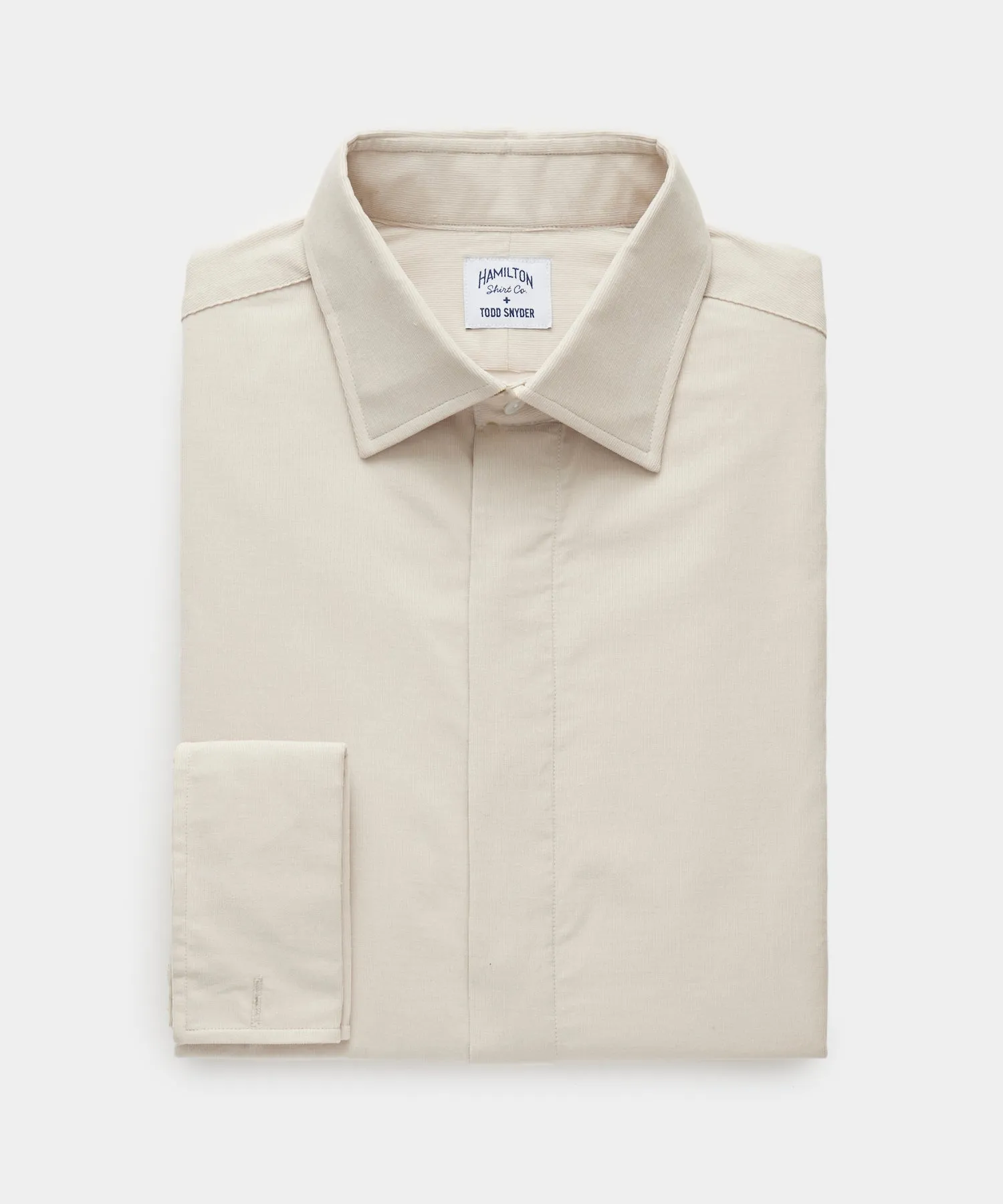Hamilton   Todd Snyder Corduroy French Cuff Tuxedo Shirt in Stone