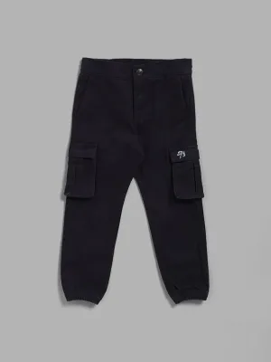 HOP Kids Black Solid Cargo Joggers