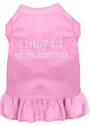 I Really Did Eat The Homework Screen Print Dress Light Pink Xxxl