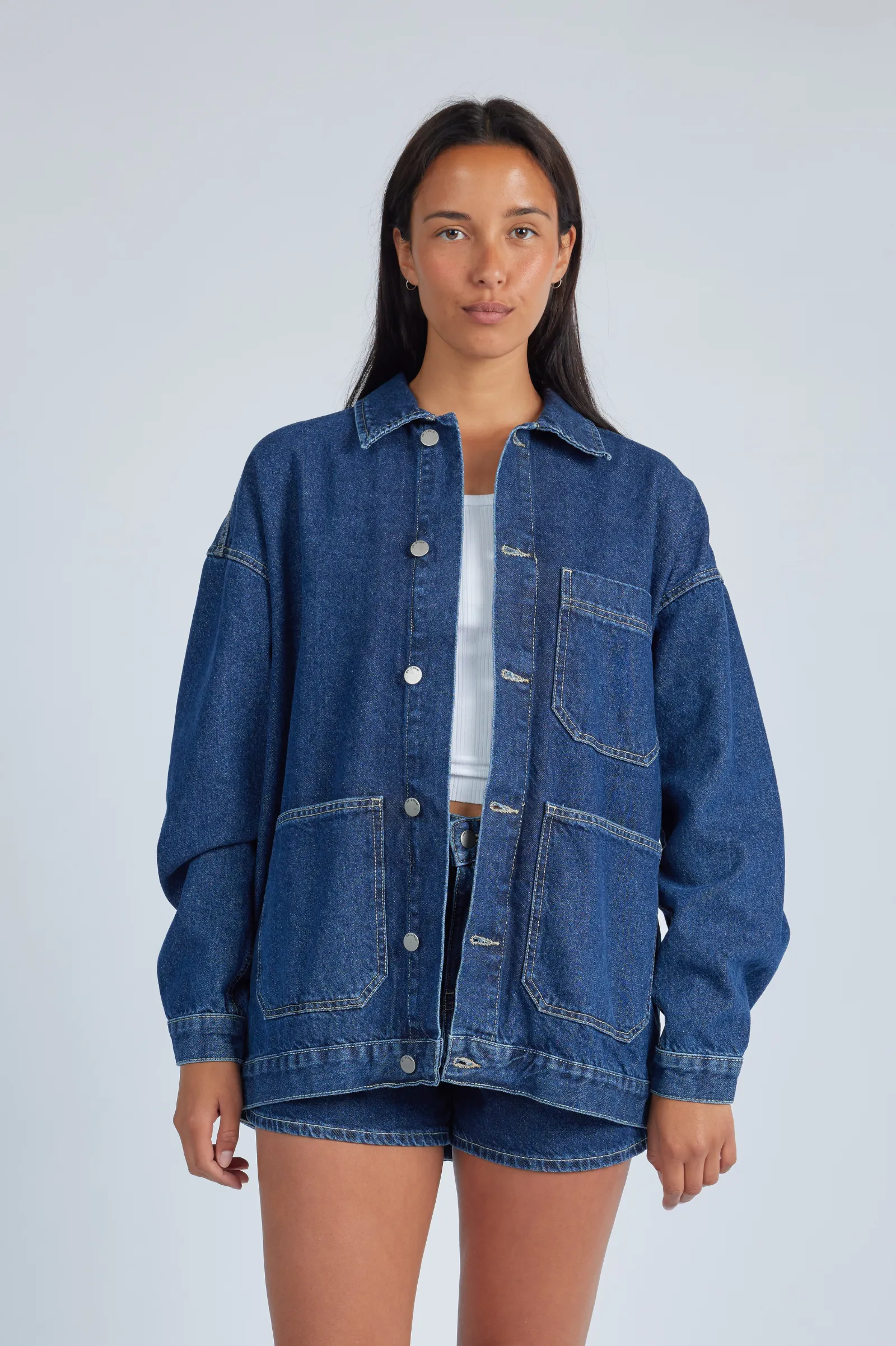 Ina Worker Jacket - Pebble Dark Retro