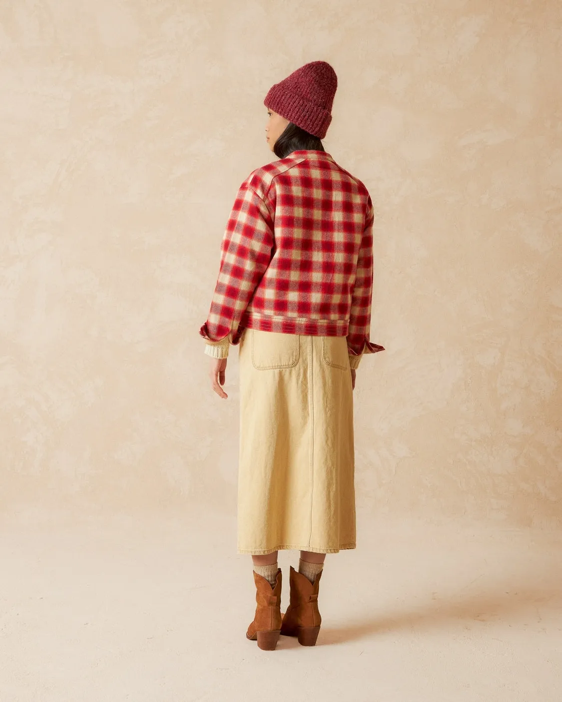 Indi & Cold Red Check Jacket with Shearling Lining SK210