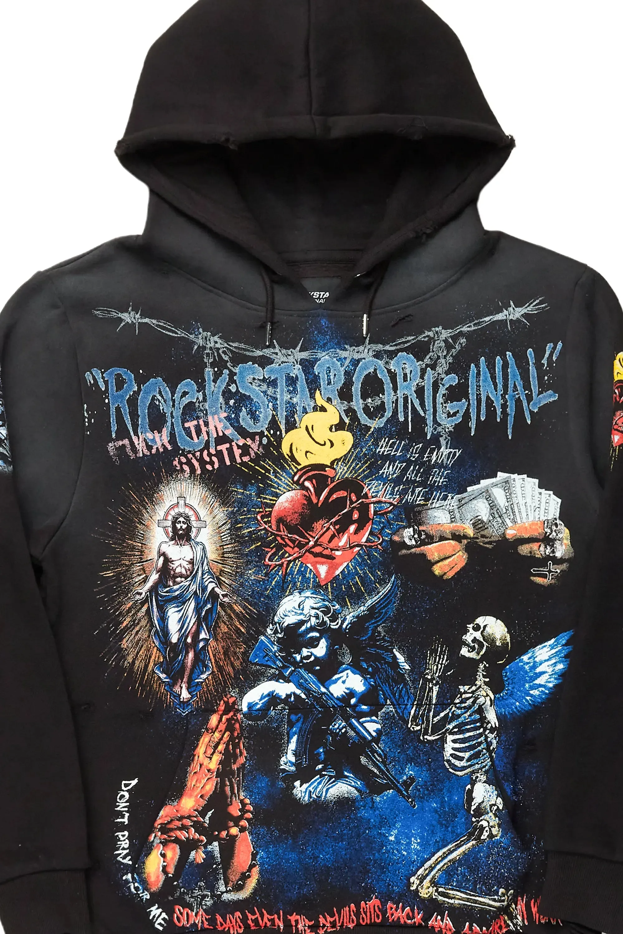 Innis Black Distressed Graphic Hoodie