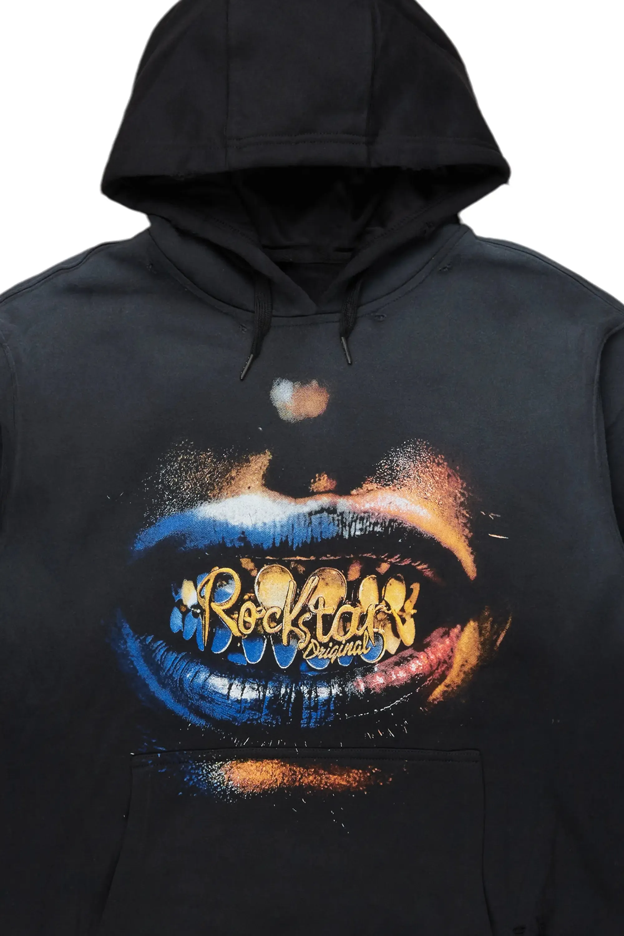 Jabbar Black Graphic Distressed Hoodie