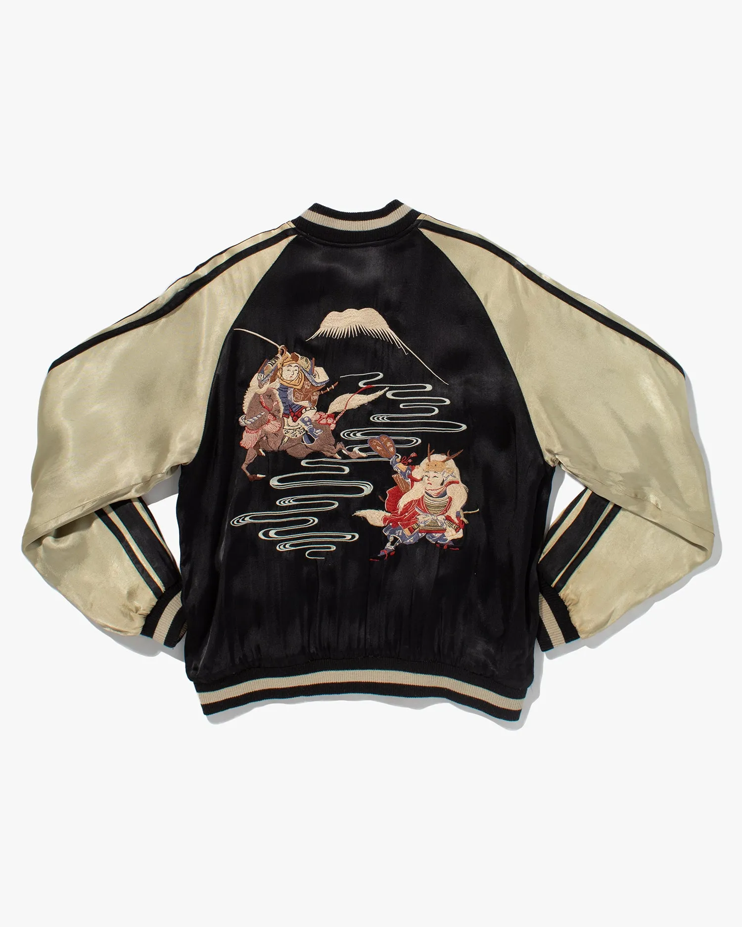 Japanese Repro Souvenir Jacket, Reversible, Black with Samurai - M