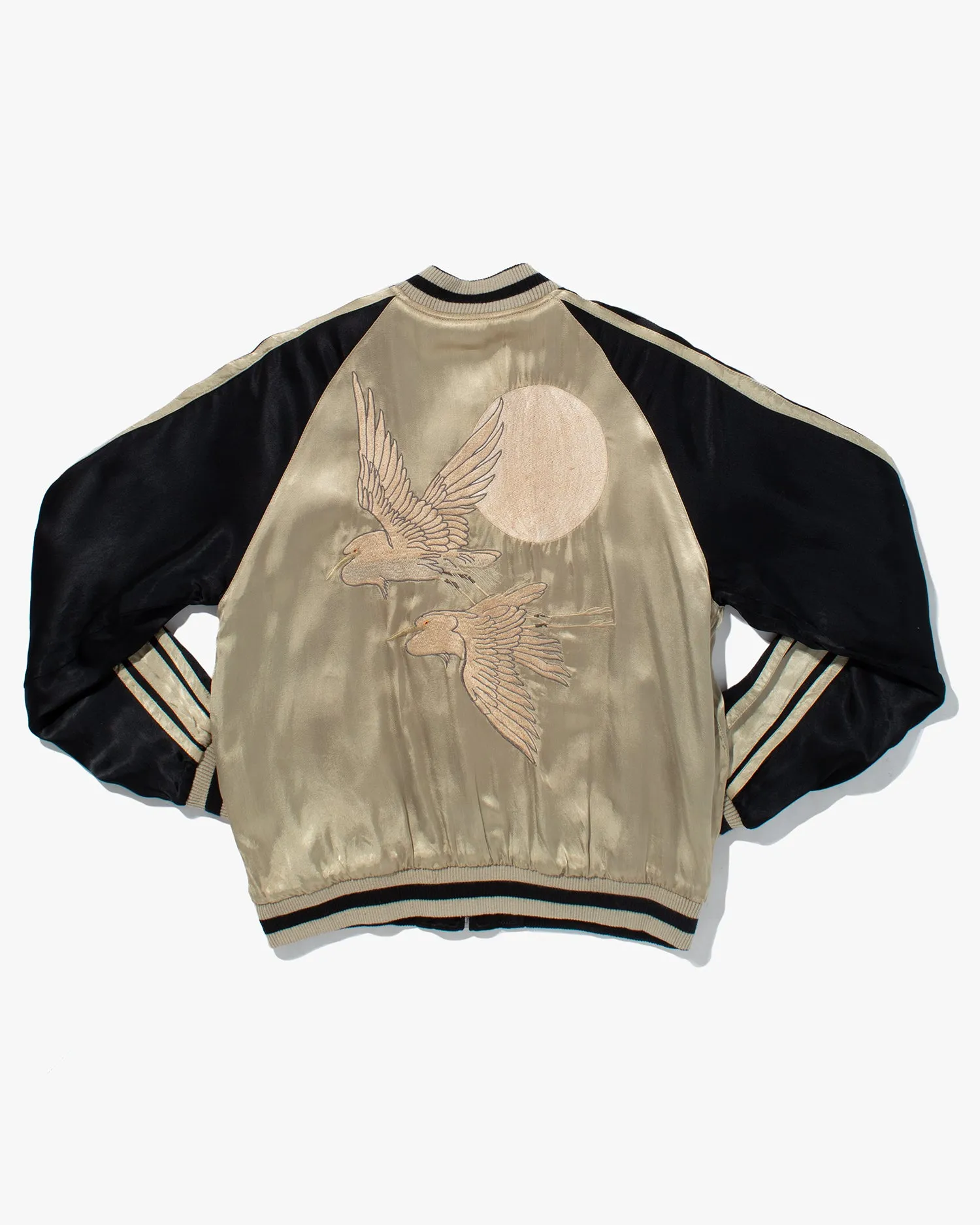 Japanese Repro Souvenir Jacket, Reversible, Black with Samurai - M