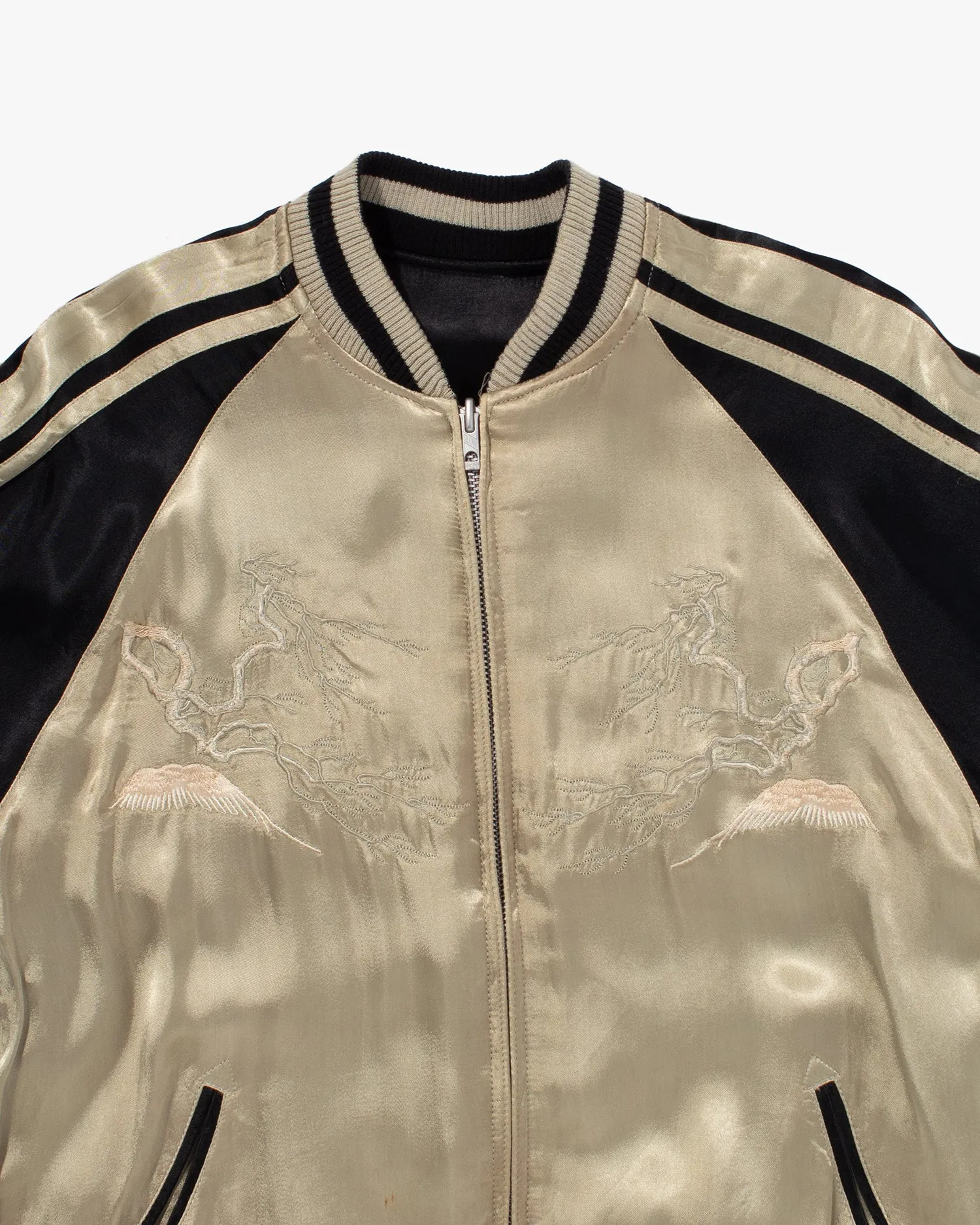 Japanese Repro Souvenir Jacket, Reversible, Black with Samurai - M