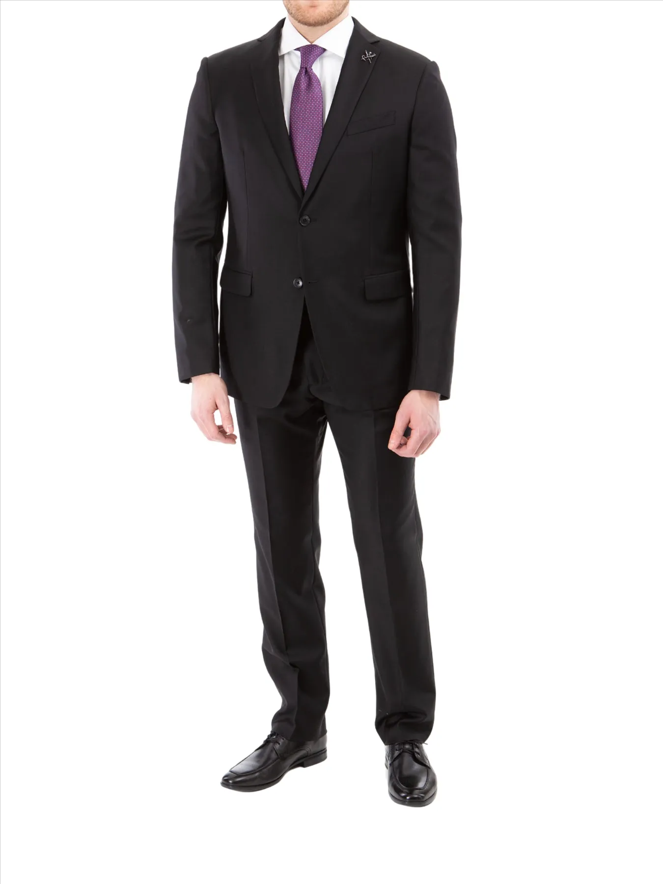 John Varvatos Half-Canvassed Black Two Button Wool Blend Suit