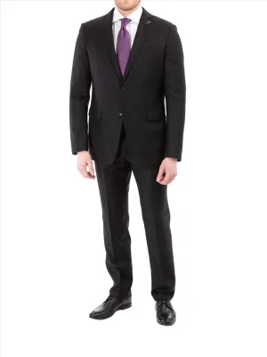 John Varvatos Half-Canvassed Black Two Button Wool Blend Suit