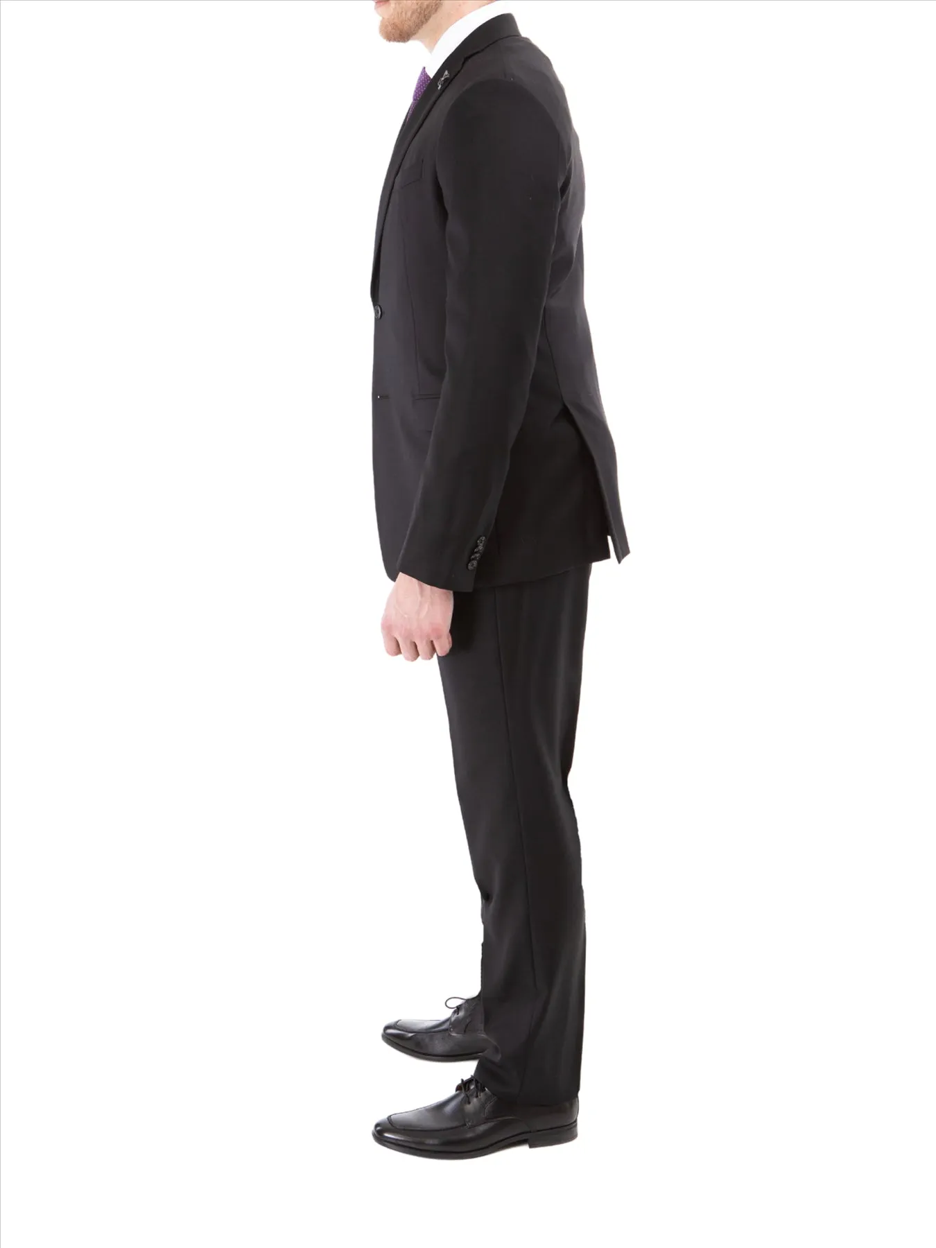 John Varvatos Half-Canvassed Black Two Button Wool Blend Suit