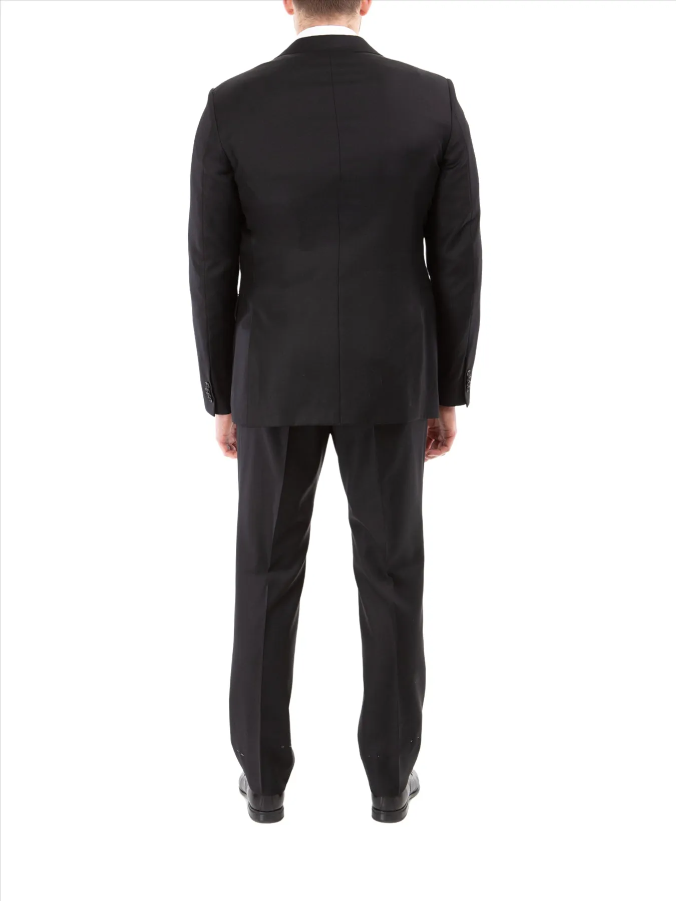 John Varvatos Half-Canvassed Black Two Button Wool Blend Suit