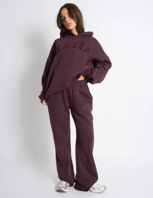 Kaiia Logo Wide Leg Joggers Dark Cherry
