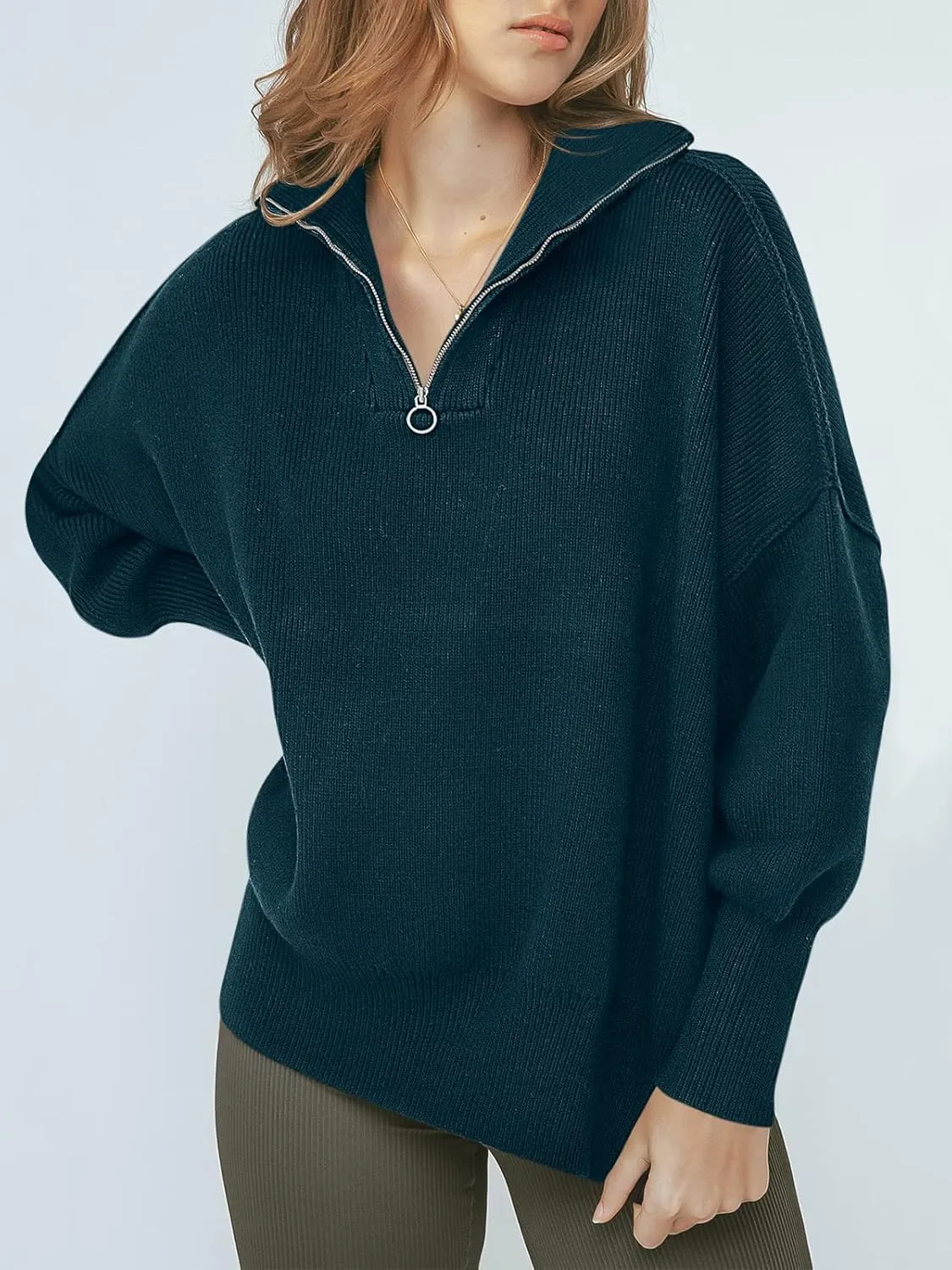 Large Deep Blue Oversized Long Sleeve Sweater for Women - Stylish & Comfortable