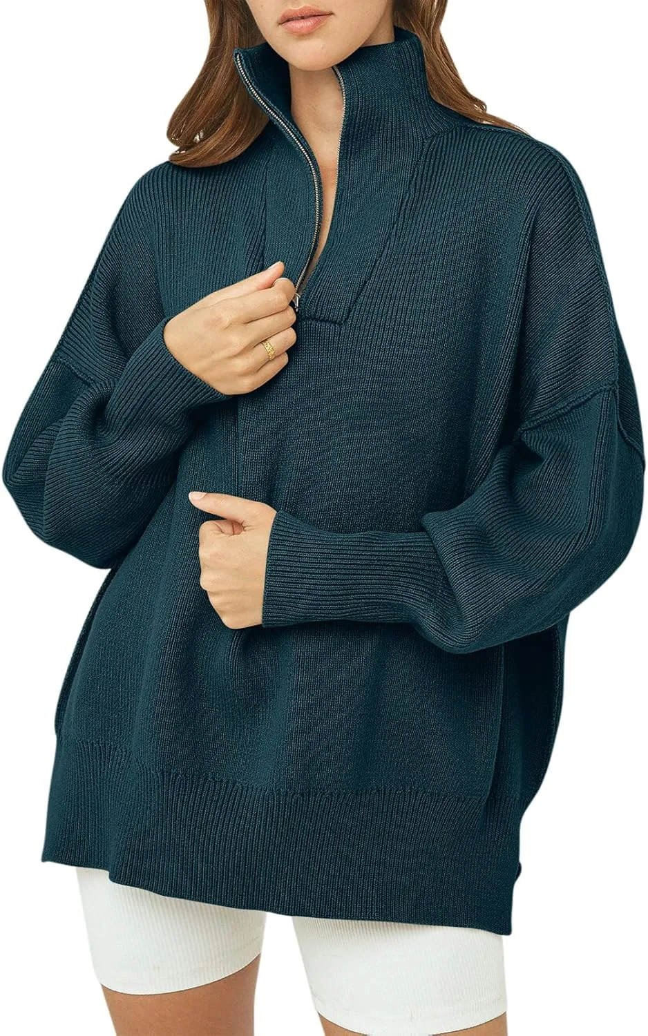 Large Deep Blue Oversized Long Sleeve Sweater for Women - Stylish & Comfortable