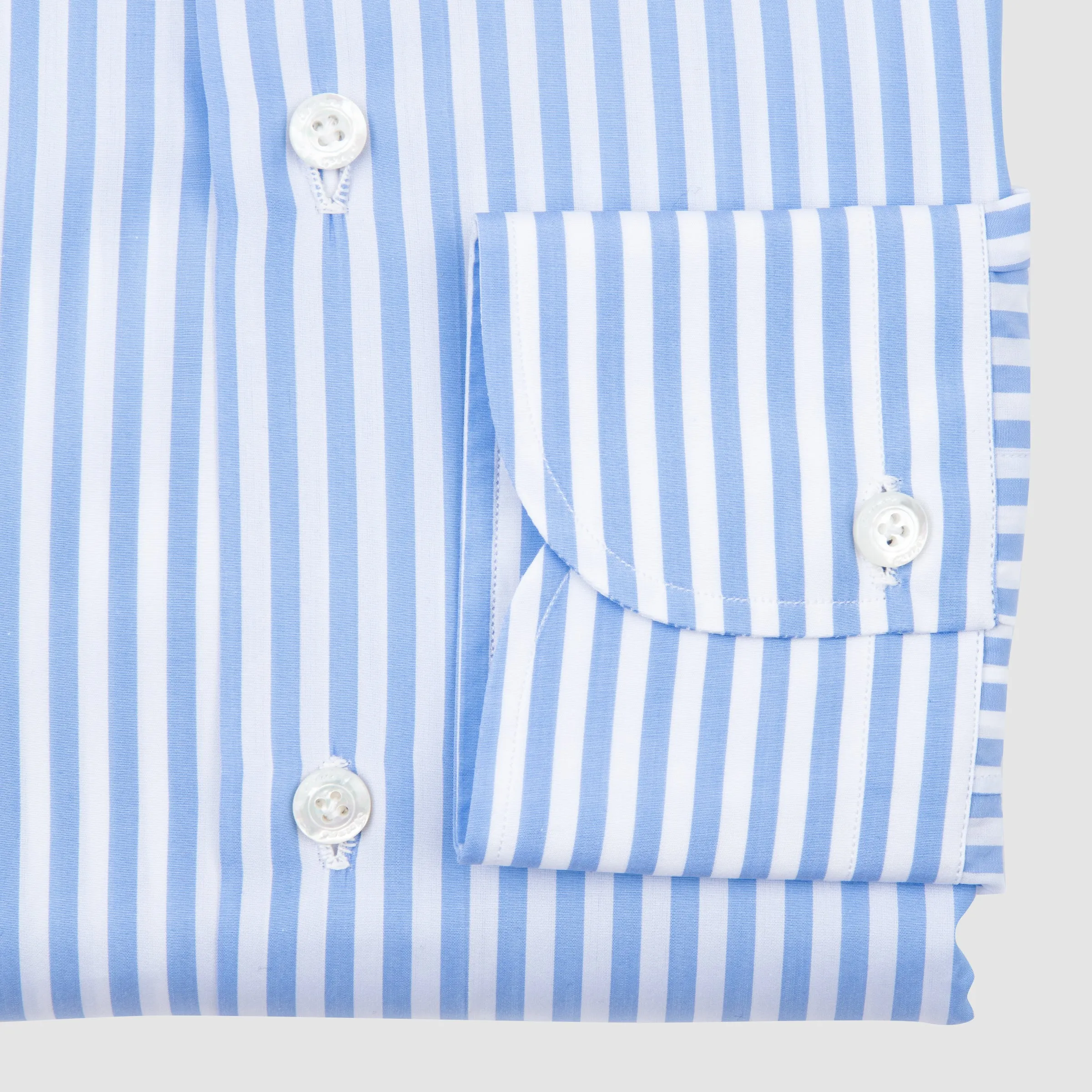 Light Blue & White Striped, Eduardo Spread Collar, Napoli Fit 170/2 Dress Shirt
