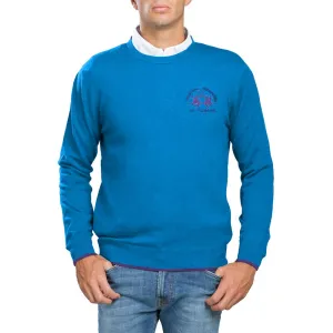 Light Blue Cotton Men Sweater