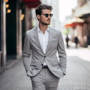 Light Grey Two Piece Wedding and Business Suit for Men - Elegant, Versatile, and Timeless