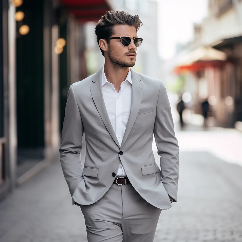 Light Grey Two Piece Wedding and Business Suit for Men - Elegant, Versatile, and Timeless