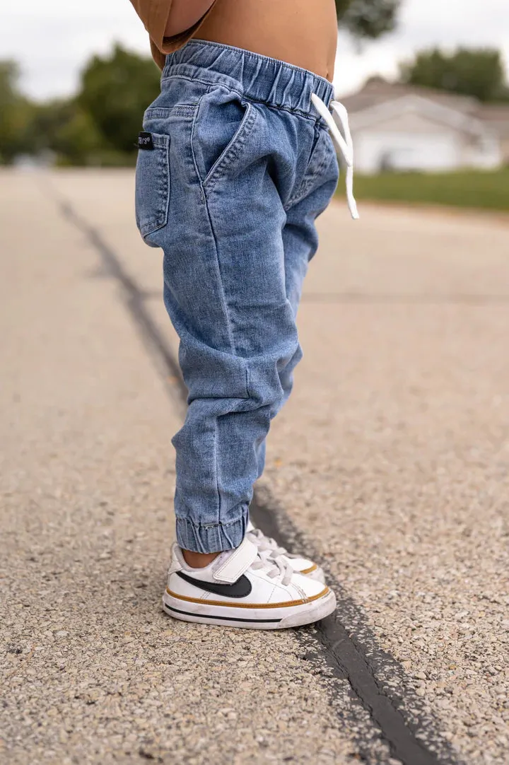 Little Bipsy - Chino Joggers in Light Wash Denim