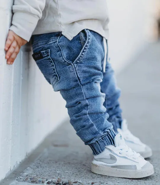 Little Bipsy - Chino Joggers in Light Wash Denim