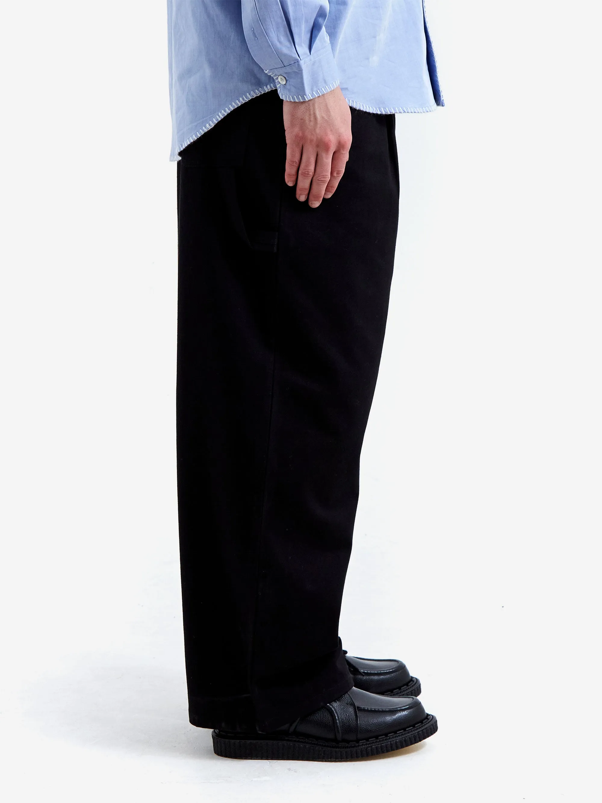 Lorenz Uniform Pleated Wide Leg Pant - Black