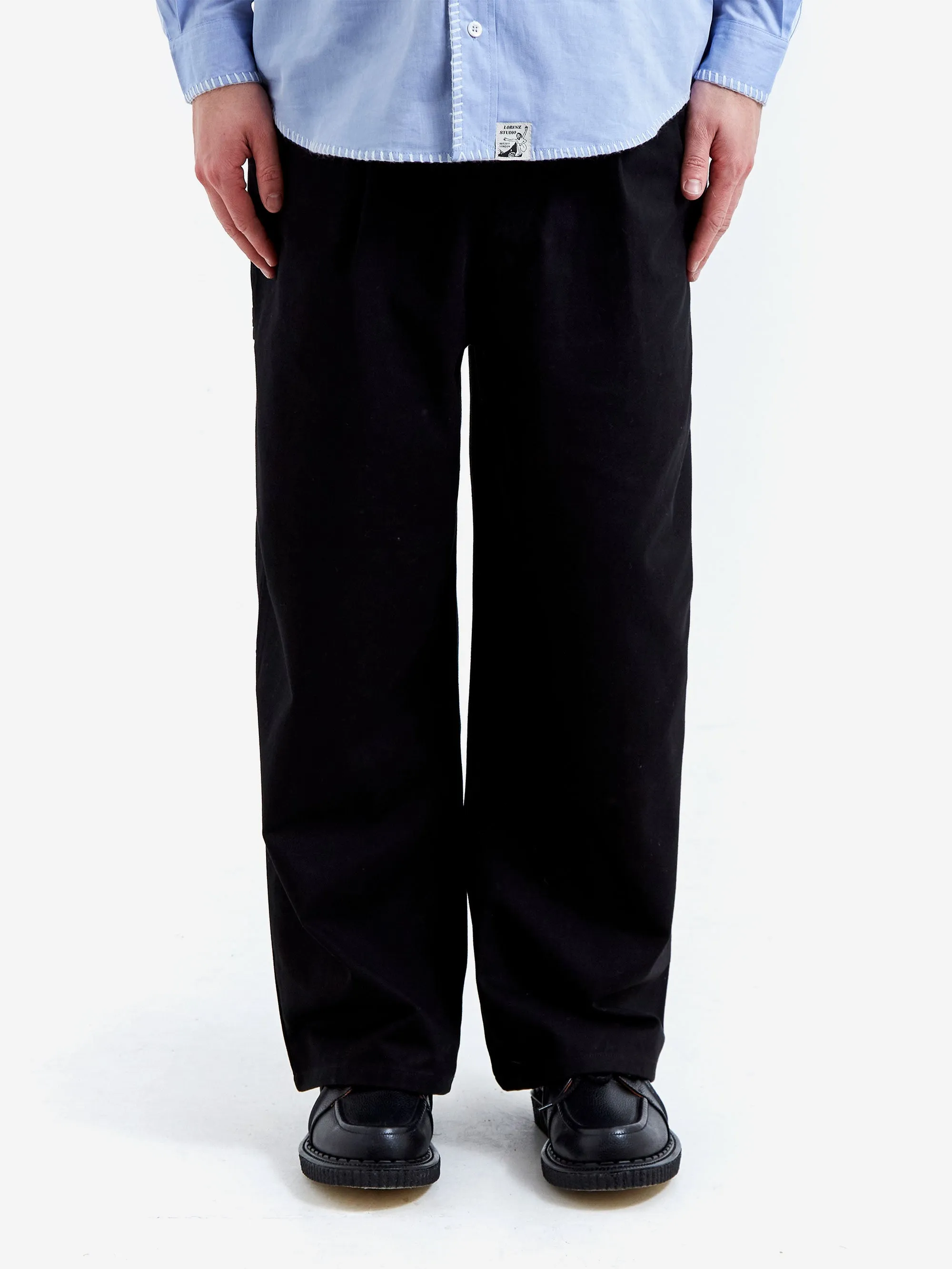 Lorenz Uniform Pleated Wide Leg Pant - Black