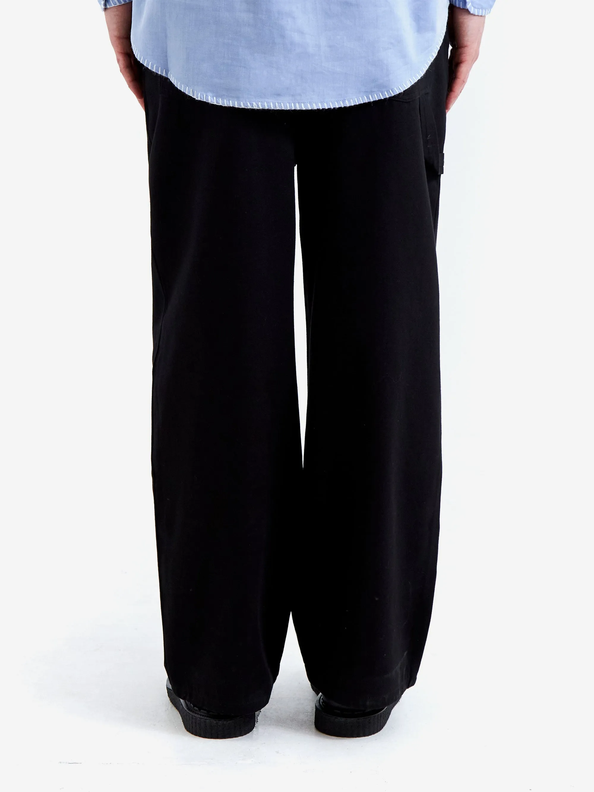 Lorenz Uniform Pleated Wide Leg Pant - Black
