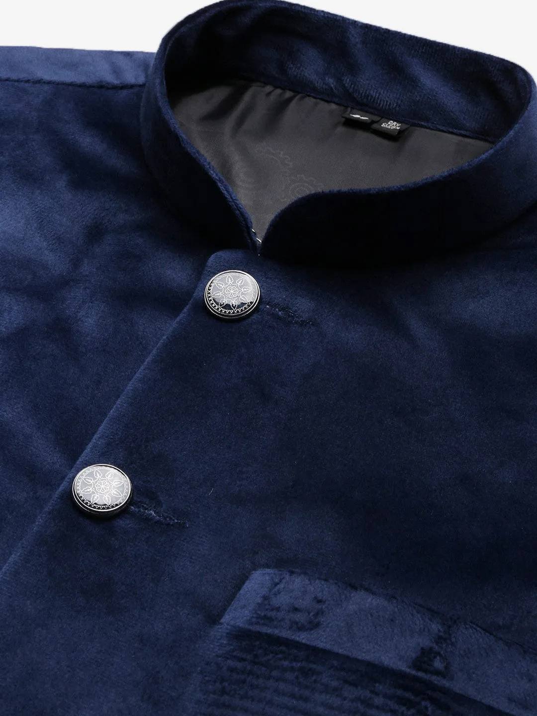 Men Navy Blue Slim-Fit Nehru Jackets