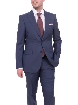 Mens Napoli Classic Fit Blue Half Canvassed Italian Marzotto Wool 2 Button Suit