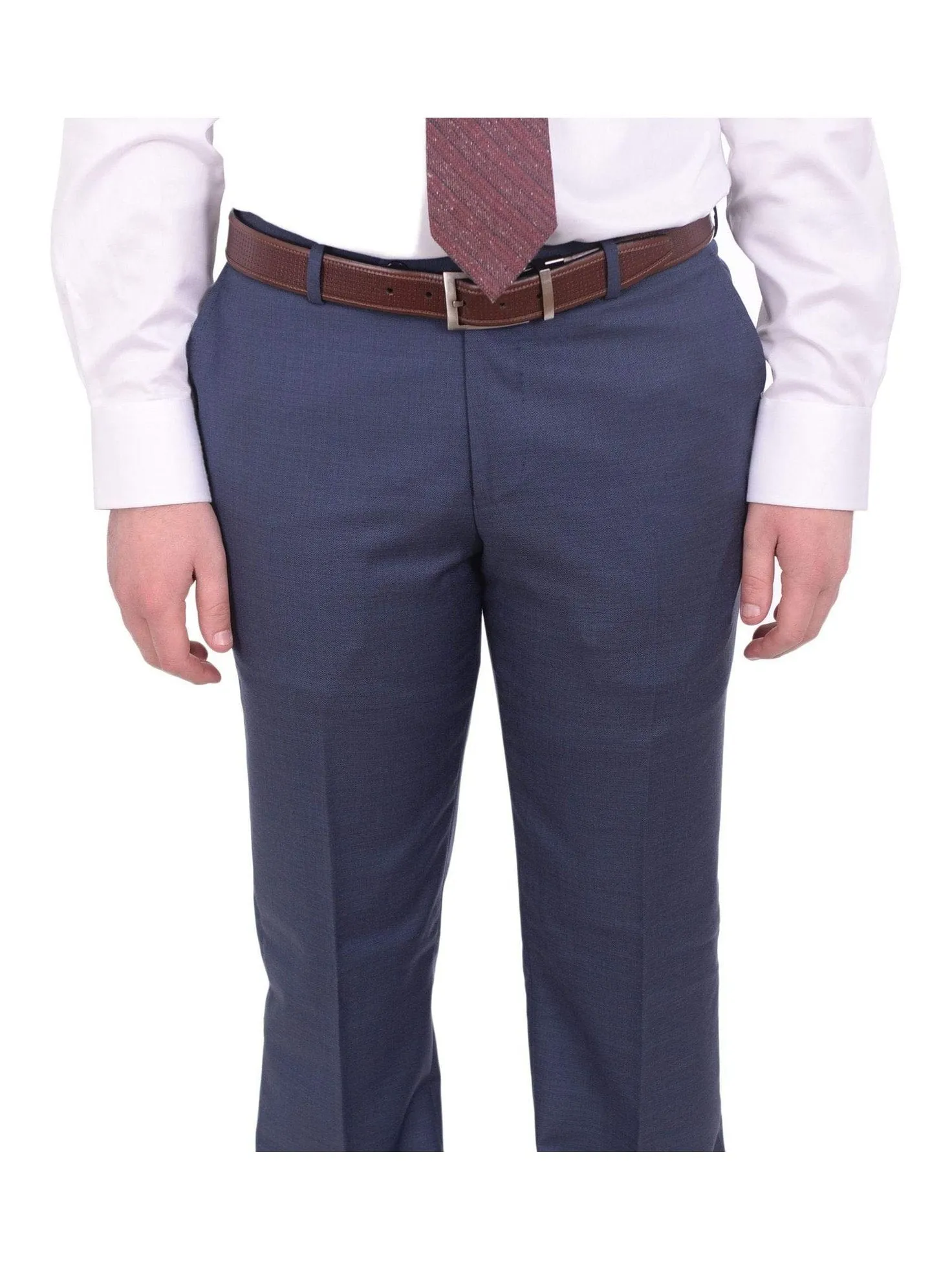Mens Napoli Classic Fit Blue Half Canvassed Italian Marzotto Wool 2 Button Suit