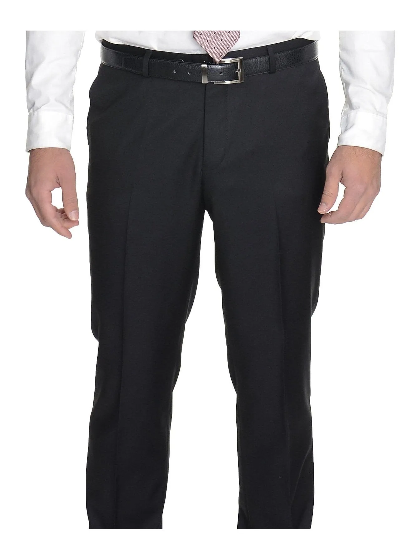 Men's Raphael Slim Fit Solid Black Two Button Wool 2 Piece Formal Business Suit