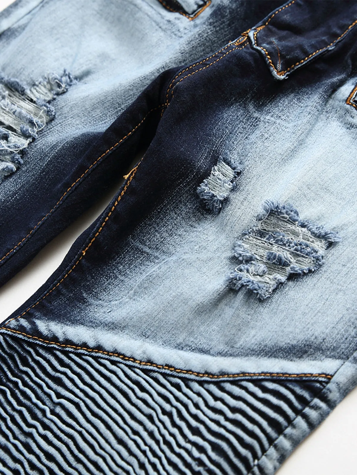 Men's Wash Ripped Acid Moto Jeans