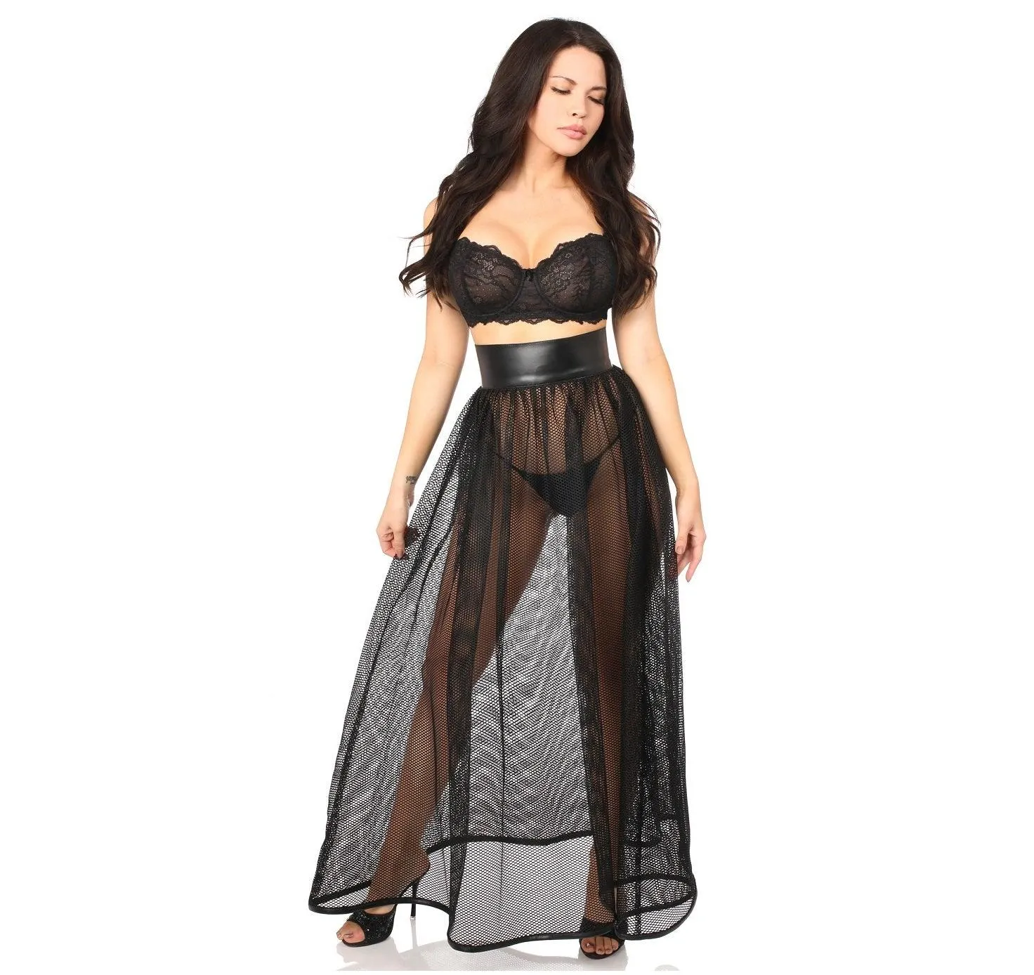 Mesh Flair Maxi Skirt