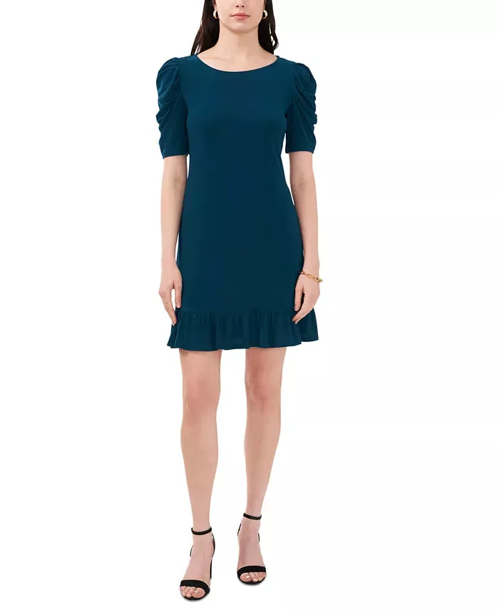 MSK Petite Puff-Sleeve Flounce-Hem Shift Dress  Neo Emerald Size PS