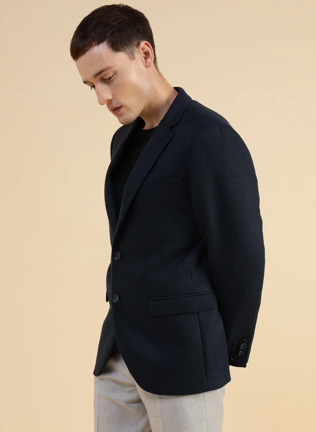 Navy Blue Tweed Jacket