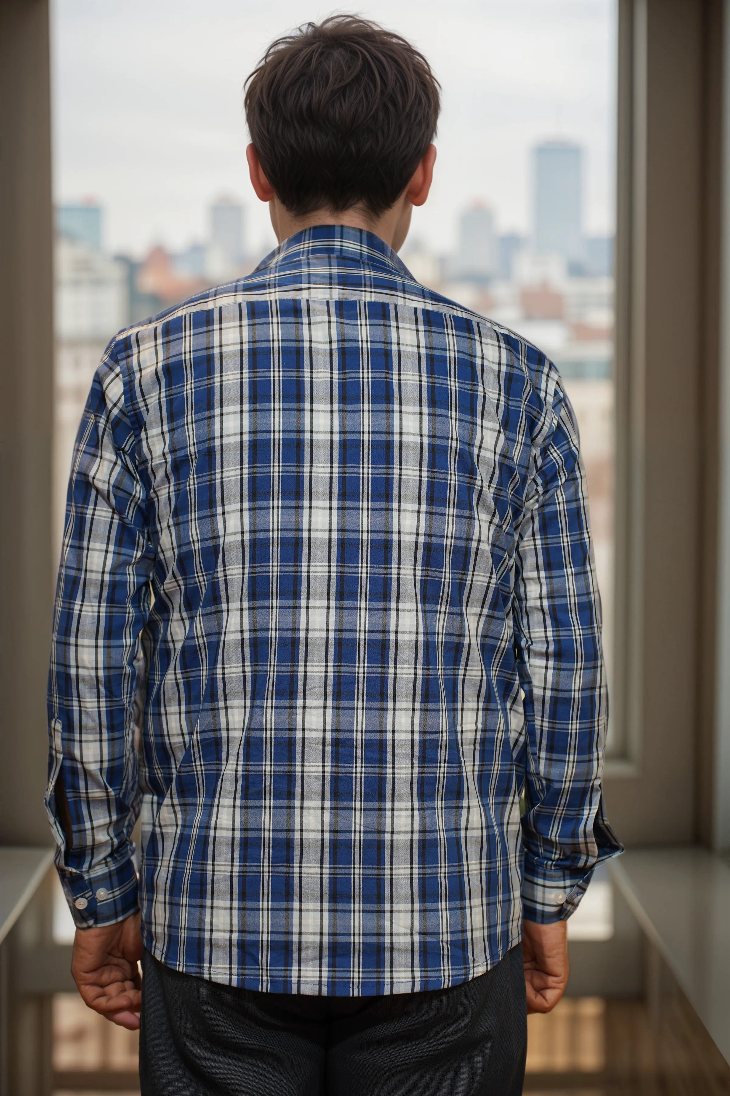 Navy Grid Formal Cotton Shirt