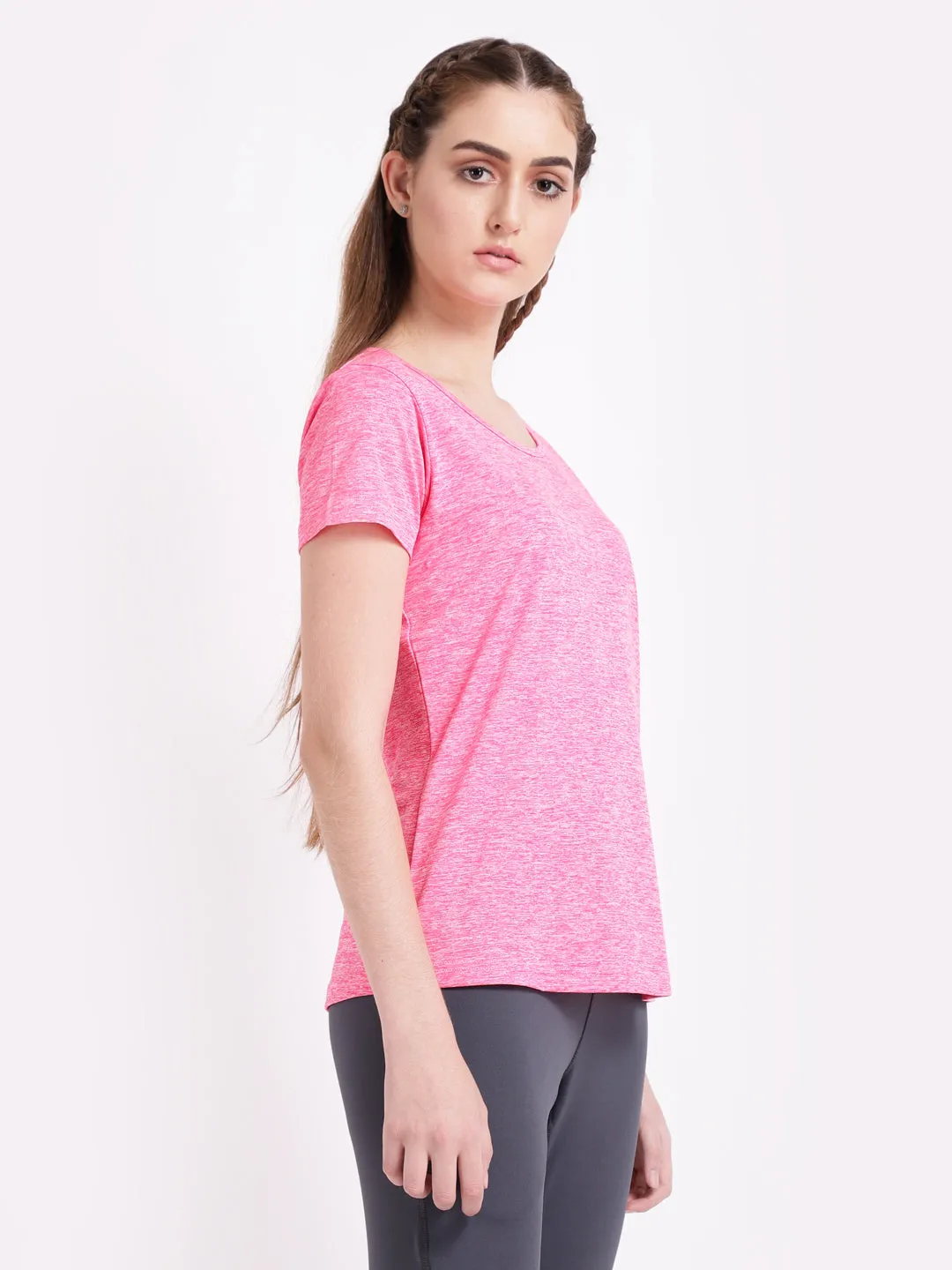 Neo Pink Twisty Back Tee