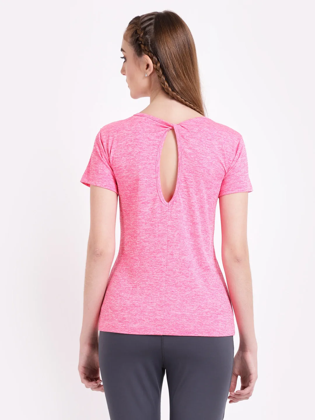 Neo Pink Twisty Back Tee