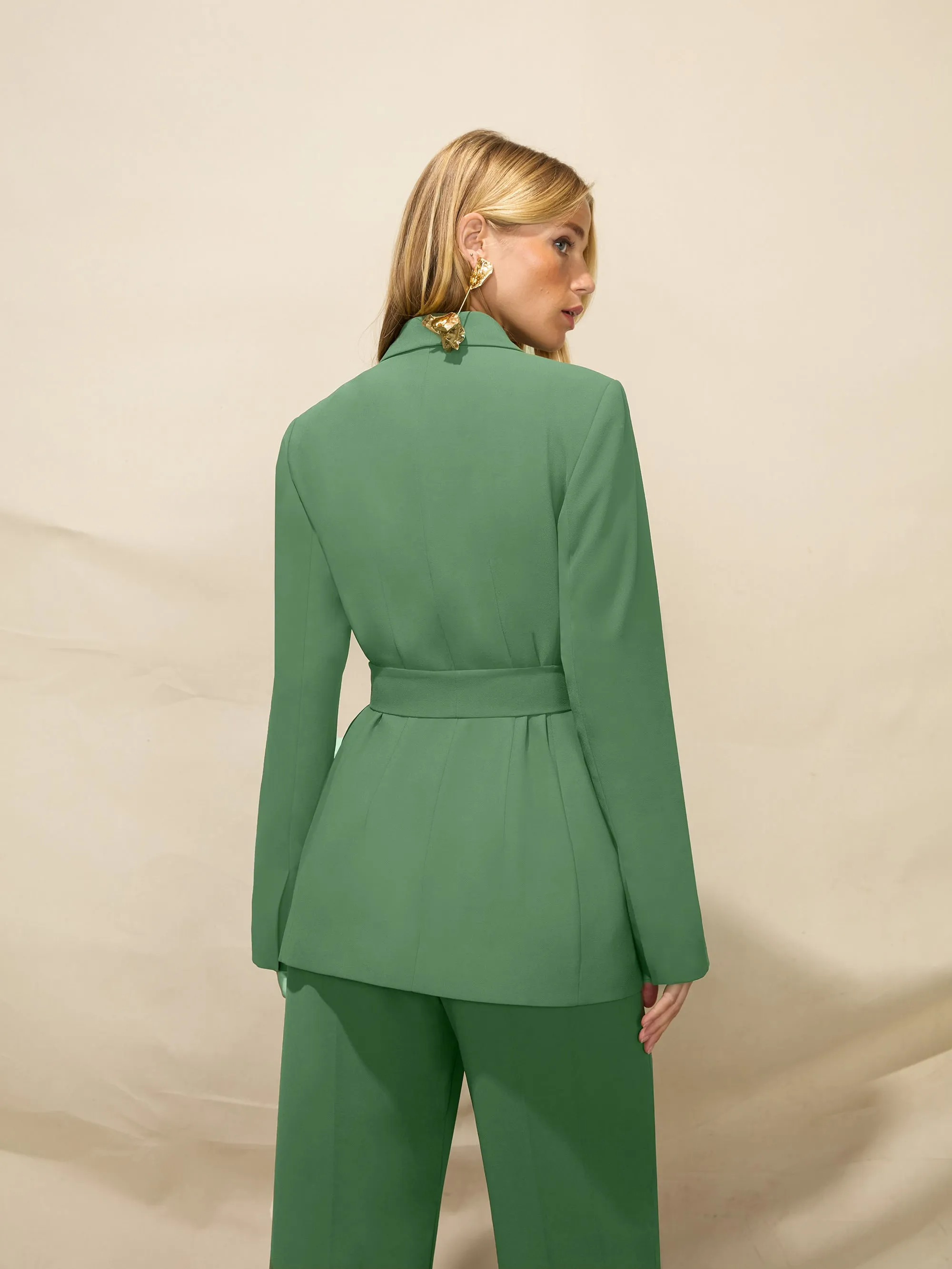 Olive Green Belted Blazer
